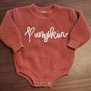 Pumpkin Baby Sweater Onsie